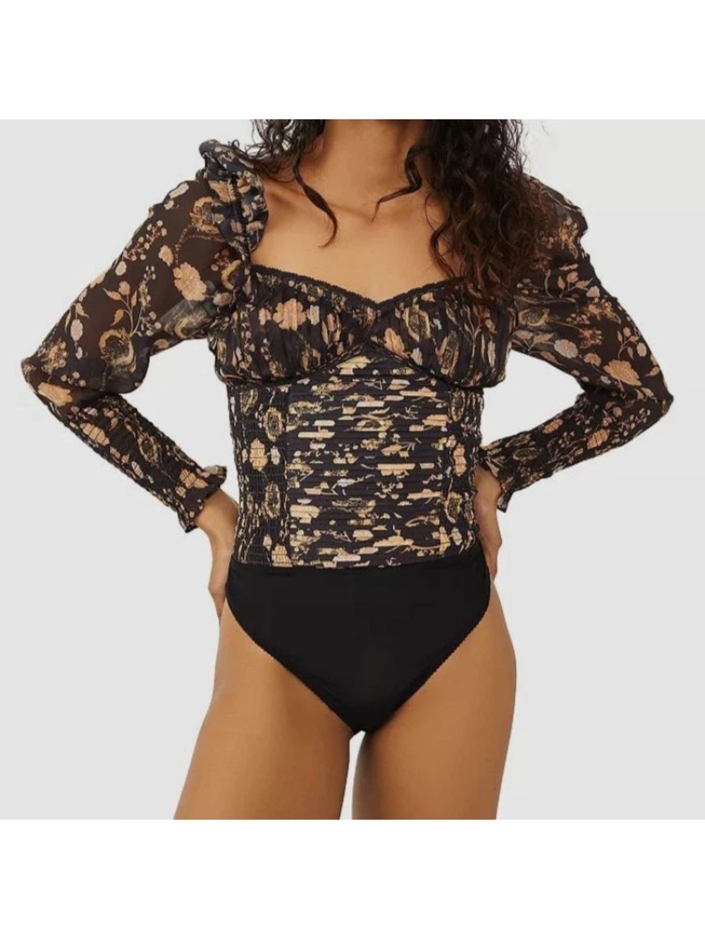 Free People Brunch Date floral bodysuit  size XS NWT